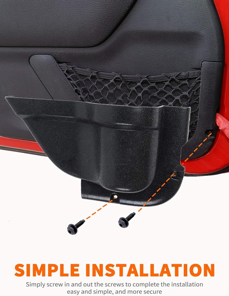 Savadicar DP3 Front Door Storage Pockets, Door Side Insert Organizer Box for 2011-2018 Jeep Wrangler JK JKU 2/4 Door, Interior Storage Expansion Accessories, Black, 2 PCs - Image 4