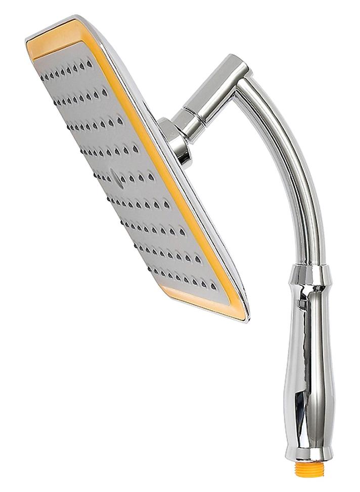 Square Top Rainfall Shower Head Silver/Yellow 22x5x200mm - Image 1
