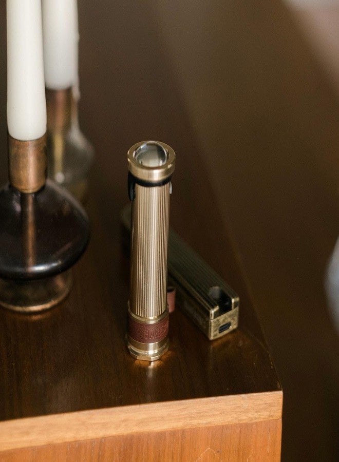 Barebones Mini Flashlight - Brass, Vintage-Style Rechargeable Flashlight with Adjustable Brightness, Magnetic Base, and Candle Flicker Mode - Compact Travel and Camping Light - Image 4