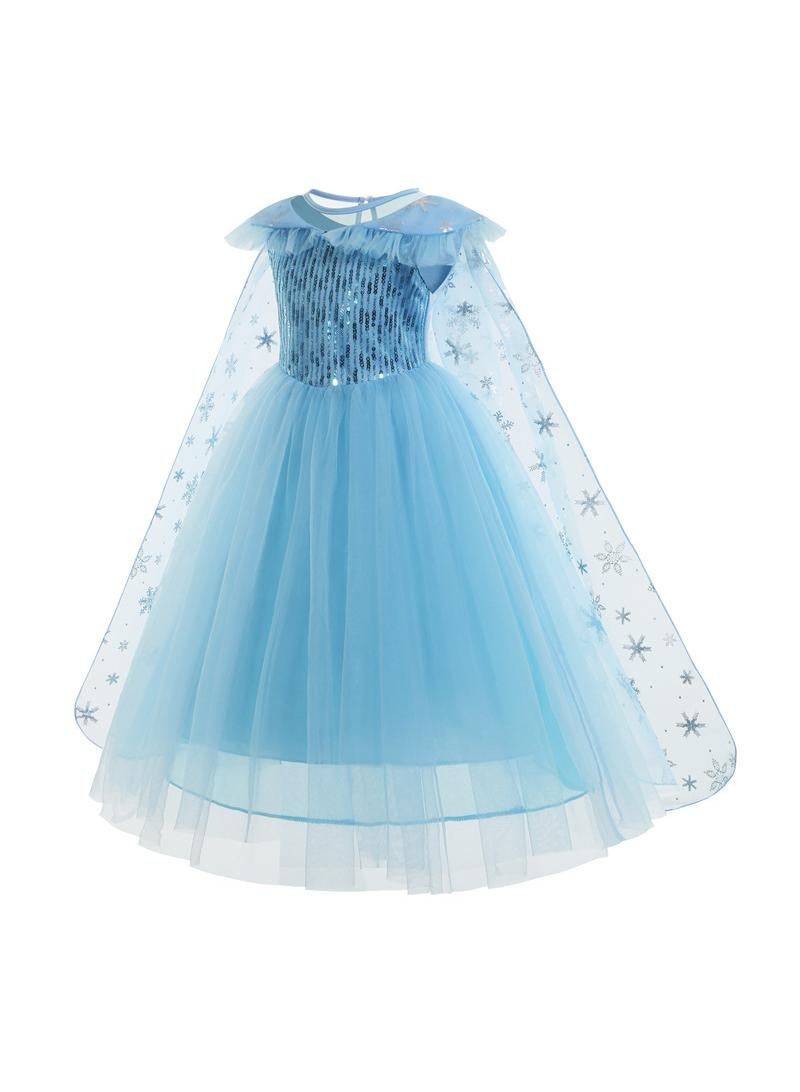 Fairytale Princess Elsa Frozen Breathable Themed Party Deluxe Edition Fancy Dress Cosplay Costume With Accessories Best Gift For Girl Birthday Gift