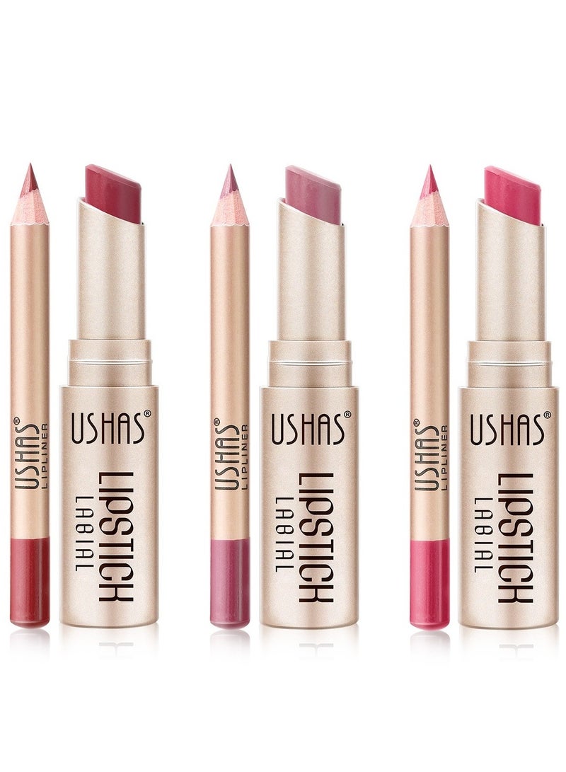 Ushas Lip Liner And Lipstick Set, Long Lasting Matte Lipstick Pen with Lip Liner, Beauty Cosmetics Makeup Gift For Girls Women (S4+S5+S6) - Image 1