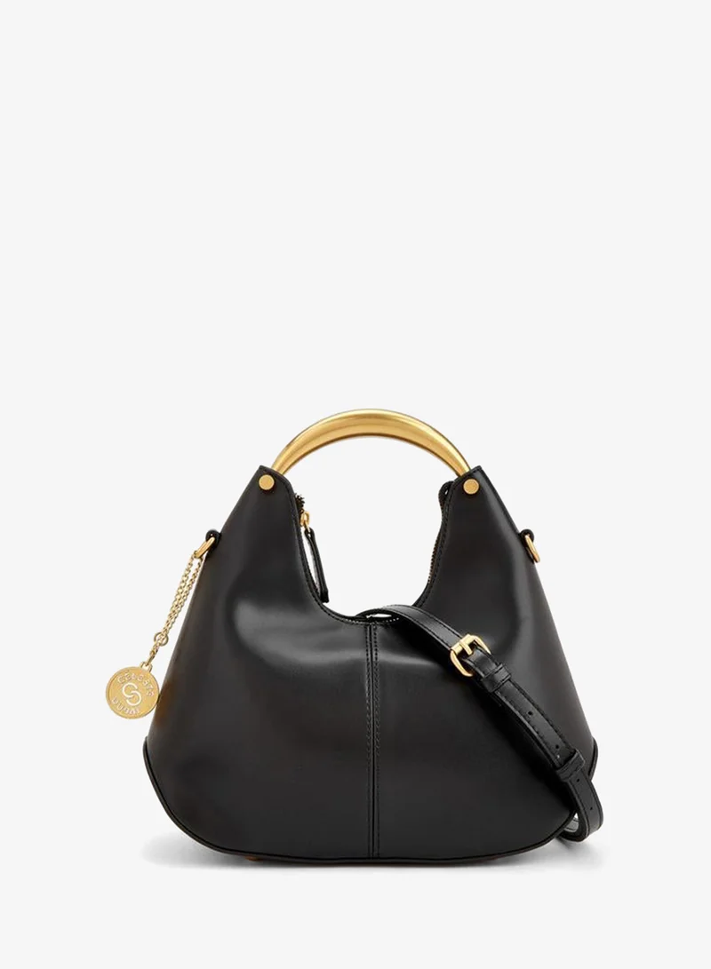 Solid Hobo Bag With Detachable Shoulder Strap