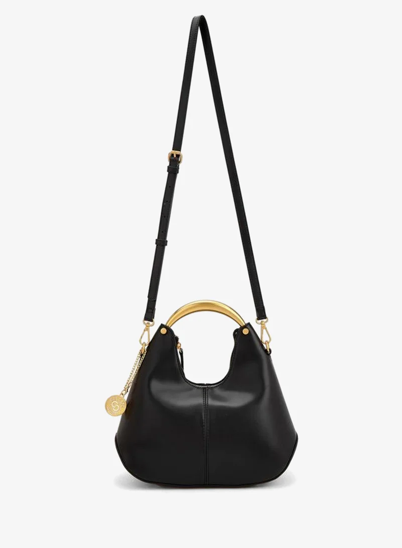 Celeste BLACK Solid Hobo Bag With Detachable Shoulder Strap for Women | Best Price UAE