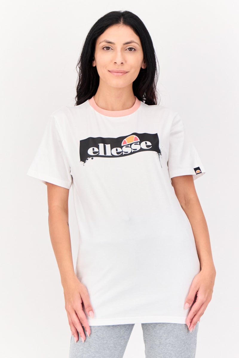 Ellesse تي شيرت رياضي نسائي قصير الأكمام في الهواء الطلق، أبيض - Image 1