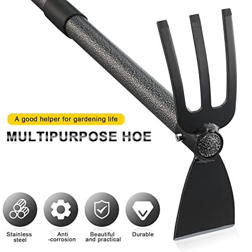 JAOTREL Hoe Garden Tool, 45 Inch Garden Hoe Long Handle for Weeding, Hoe Cultivator 2 in 1 Hand Garden Tools for Gardening Tools Planting - Image 3