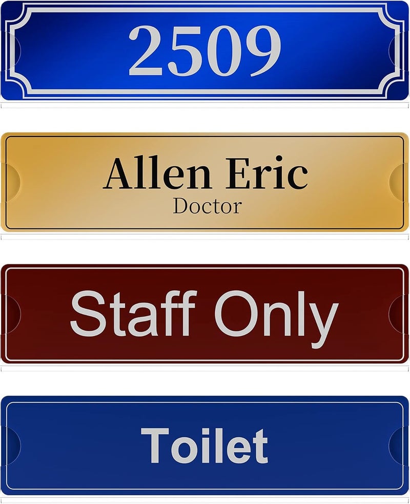 NEILL® Acrylic Wall Name Plate Holder, 2"x8" Inch, Pack of 3 Pcs, Clear/Transparent with Adhesive Tape, Name tag, Name Holder for Office, Home, Classroom, Hospital, Restaurant, Hotel, Shopping mall, Airports - Image 5