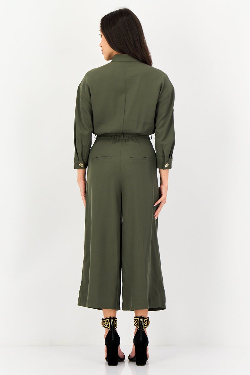 VERO MODA بدلة نسائية سادة بأكمام 3/4، زيتوني - Image 4