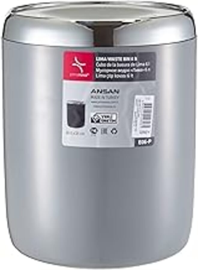 Primanova Basket Trash Can with Swing Lid, Waste bin, Garbage wastebasket,Trash Can with Swing Top Lid, Waste Bin for in your Home Under Desk, Office, Bedroom, Bathroom-6 Liter(Grey)
