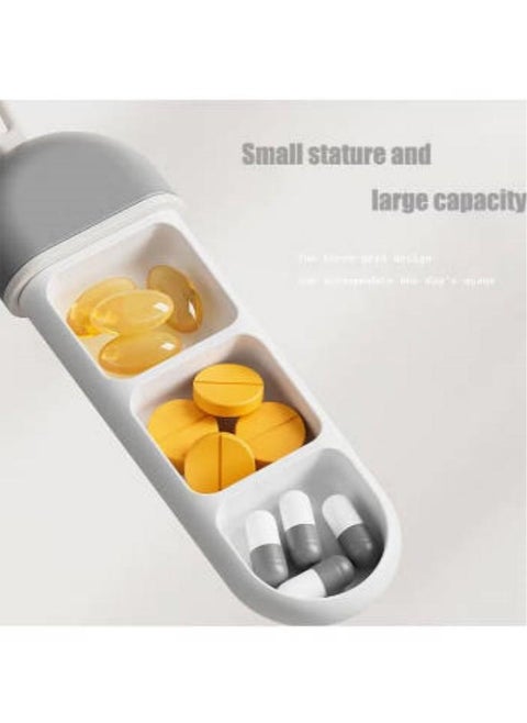 Wemart Portable Pill Box With Segmented Storage ABS Pill Cases & Splitters Strong Sealing Easy To Clean Hanging Rope Design Smooth For Travel(14cm*3.6cm*2cm）
