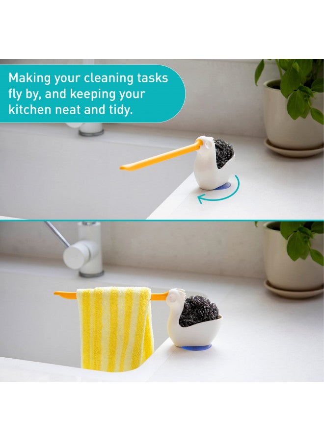 PELEG DESIGN Pelix Plastic Sponge and Cloth Holder for Kitchen Sink Caddy with Suction Cup, 2 in 1 Dish Kitchen Organizer and Decor, Fits All Dish Scrubber, Sponge and Kitchen Cloth Standard Size - Image 4