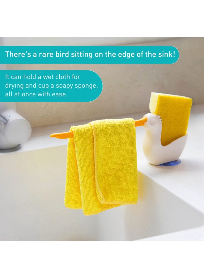 PELEG DESIGN Pelix Plastic Sponge and Cloth Holder for Kitchen Sink Caddy with Suction Cup, 2 in 1 Dish Kitchen Organizer and Decor, Fits All Dish Scrubber, Sponge and Kitchen Cloth Standard Size - Image 3