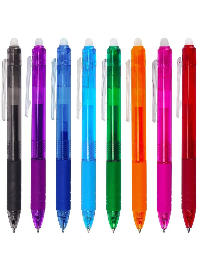 Excefore - Erasable Gel Pens 8 Colors Retractable Erasable Gel Pens Clicker Fine Point 0.7mm Make Mistakes Disappear Premium Comfort Grip for Drawing Writing Planner and School Supplies Crossword Puzzles - Image 1