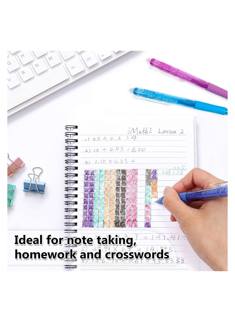 Excefore - Erasable Gel Pens 8 Colors Retractable Erasable Gel Pens Clicker Fine Point 0.7mm Make Mistakes Disappear Premium Comfort Grip for Drawing Writing Planner and School Supplies Crossword Puzzles - Image 1