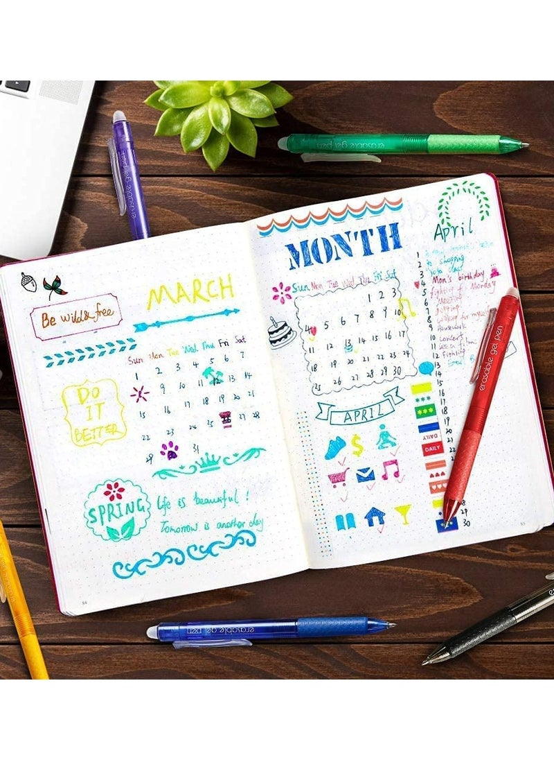 Excefore - Erasable Gel Pens 8 Colors Retractable Erasable Gel Pens Clicker Fine Point 0.7mm Make Mistakes Disappear Premium Comfort Grip for Drawing Writing Planner and School Supplies Crossword Puzzles - Image 1