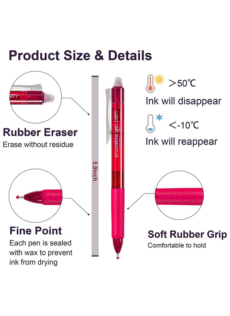 Excefore - Erasable Gel Pens 8 Colors Retractable Erasable Gel Pens Clicker Fine Point 0.7mm Make Mistakes Disappear Premium Comfort Grip for Drawing Writing Planner and School Supplies Crossword Puzzles - Image 1
