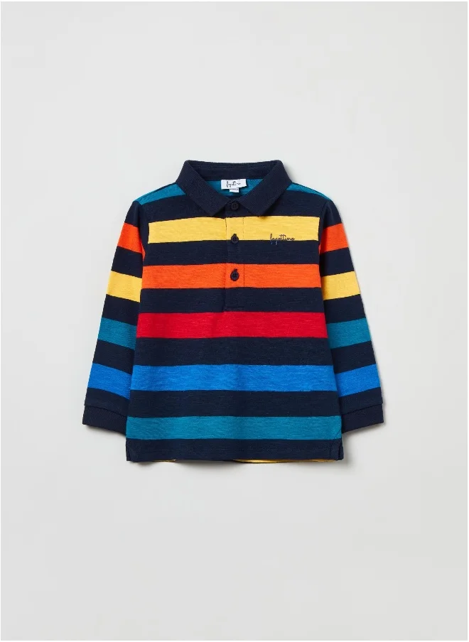 او في اس Long-sleeved cotton polo shirt