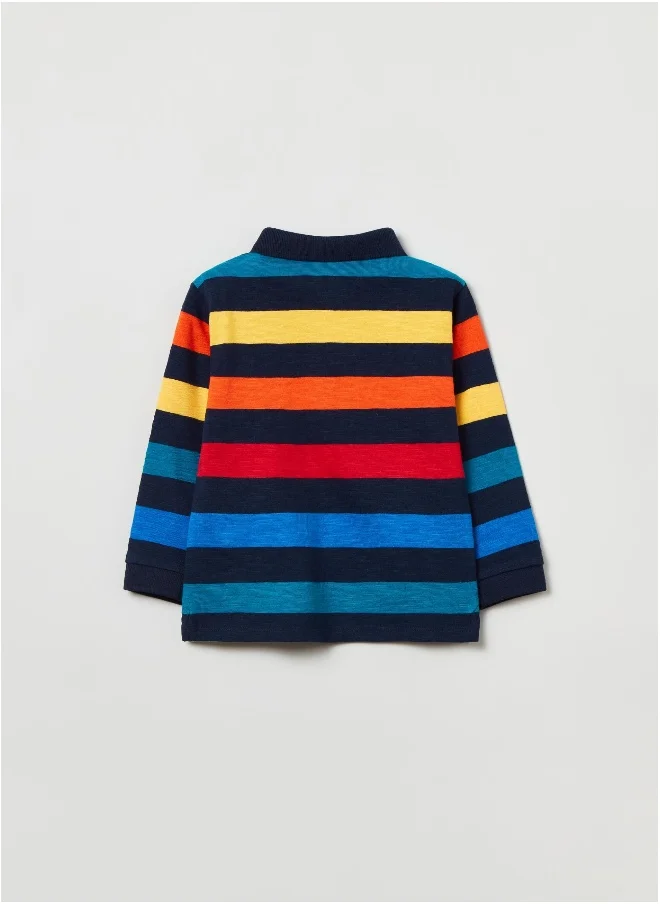 او في اس Long-sleeved cotton polo shirt