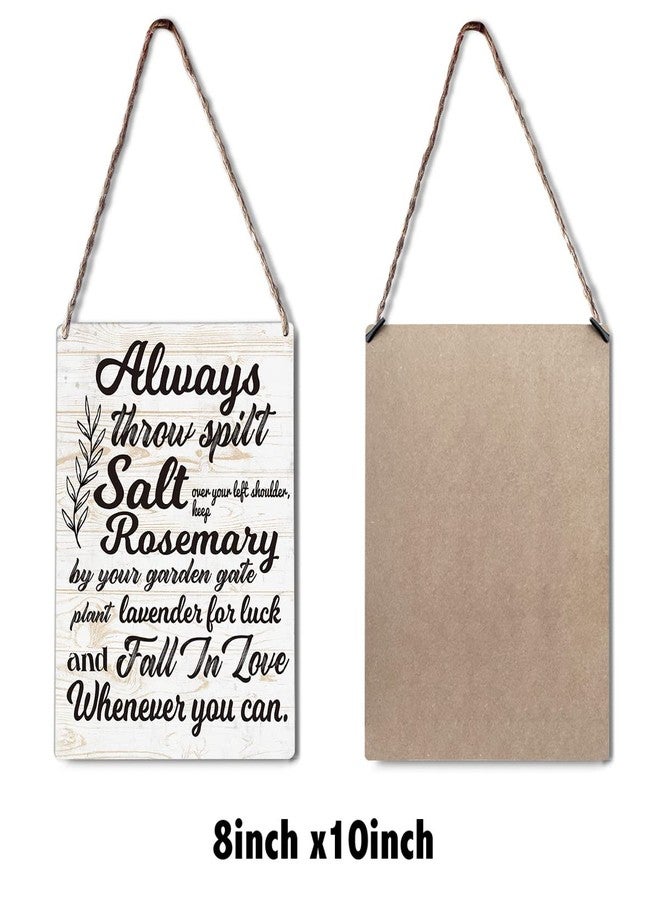 GUDIAO Farmhouse Garden Wooden Sign Wall Decor Rustic Always Throw Spilt Salt over Your Left Shoulder Wood Plaque Hanging Sign Decoration for Home Garden Door 8"x10" - Image 2