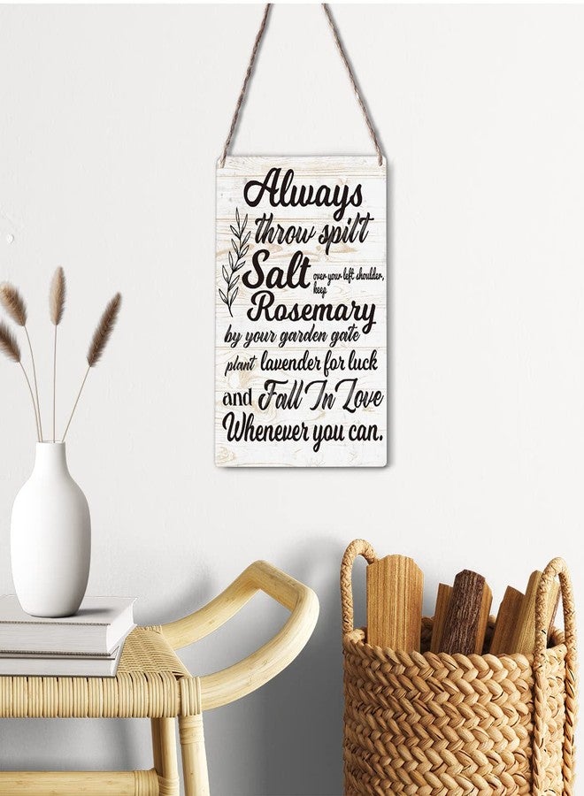 GUDIAO Farmhouse Garden Wooden Sign Wall Decor Rustic Always Throw Spilt Salt over Your Left Shoulder Wood Plaque Hanging Sign Decoration for Home Garden Door 8"x10" - Image 4