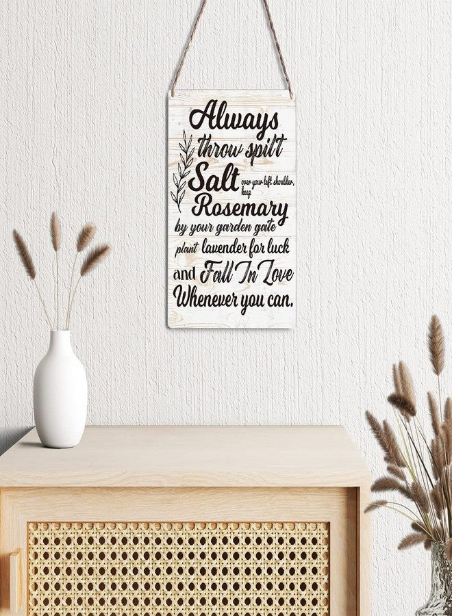GUDIAO Farmhouse Garden Wooden Sign Wall Decor Rustic Always Throw Spilt Salt over Your Left Shoulder Wood Plaque Hanging Sign Decoration for Home Garden Door 8"x10" - Image 3