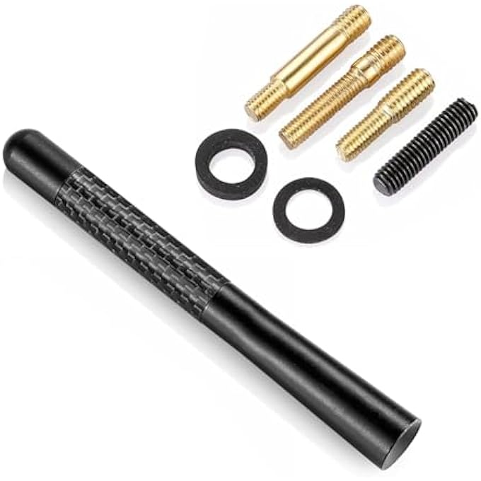 Gerui Universal Carbon Fiber Car Radio AntennaBlack 12CmCar Antenna MastCarbon Fiber Aluminum Long AmFm Radio AntennaCompatible For Truck Van And Most Car Models With Removable Antenna - Image 1