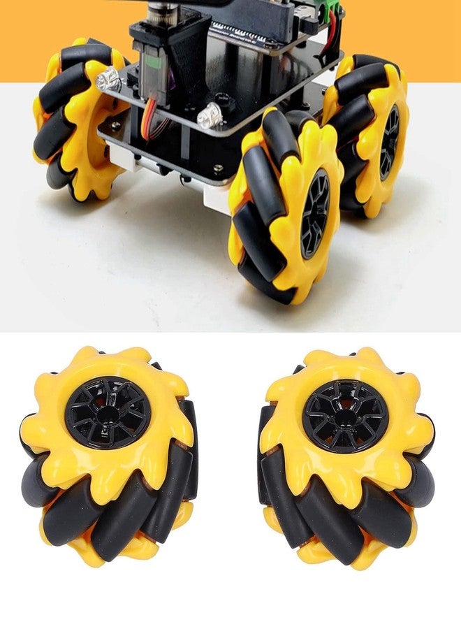 Electrobot 48mm Mecanum Wheel Set 4 Pack for Smart Robot Car Omni-Directional Rubber Wheels Compatible with TT Motor and Building Blocks Yellow Black DIY Robotics Parts Accessories - Image 5