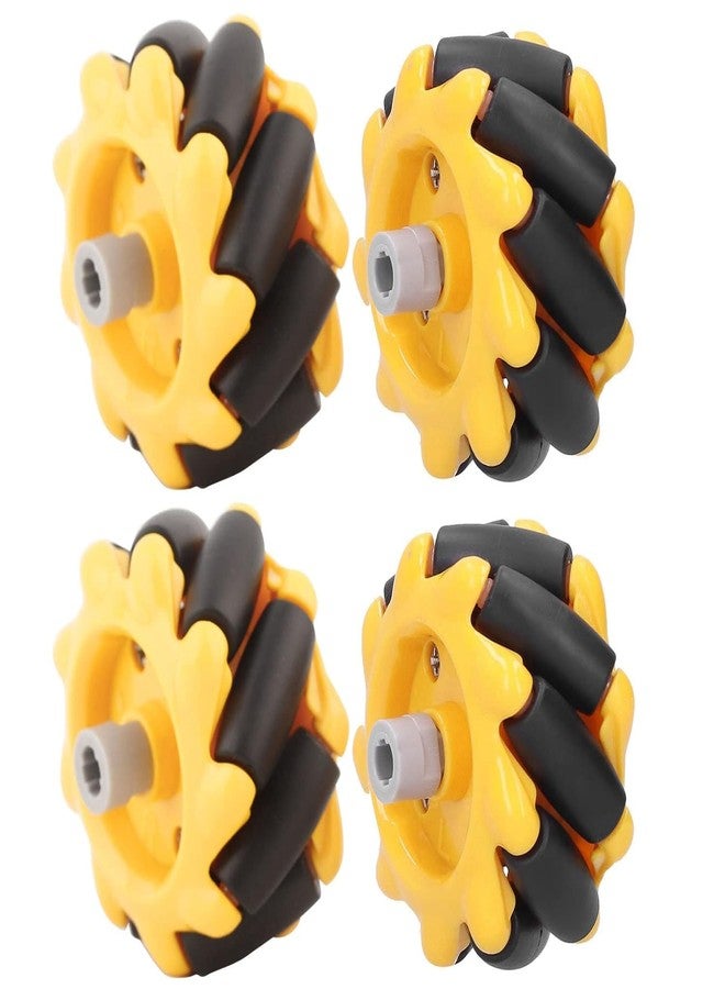 Electrobot 48mm Mecanum Wheel Set 4 Pack for Smart Robot Car Omni-Directional Rubber Wheels Compatible with TT Motor and Building Blocks Yellow Black DIY Robotics Parts Accessories - Image 3