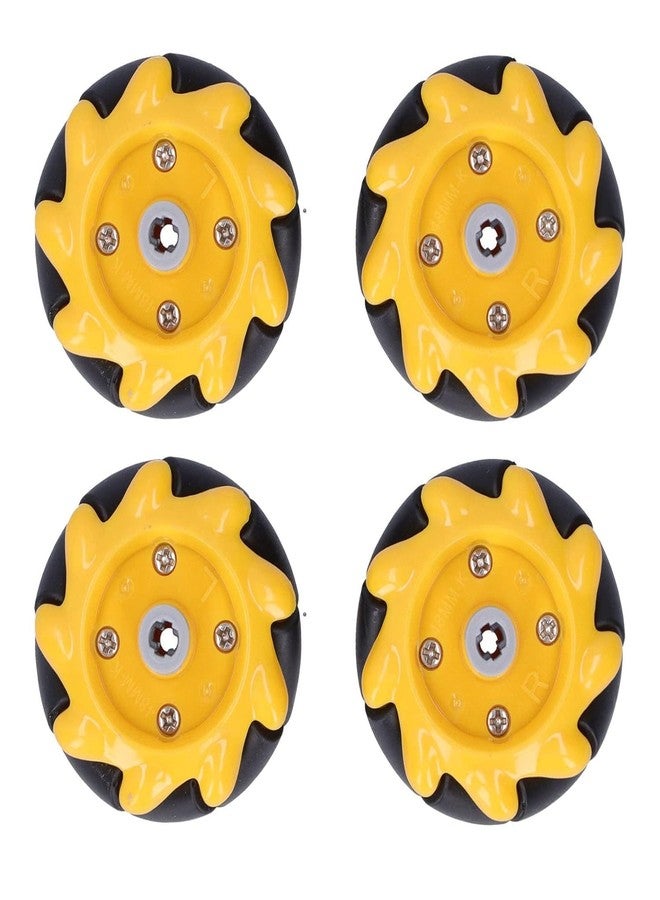 Electrobot 48mm Mecanum Wheel Set 4 Pack for Smart Robot Car Omni-Directional Rubber Wheels Compatible with TT Motor and Building Blocks Yellow Black DIY Robotics Parts Accessories - Image 4
