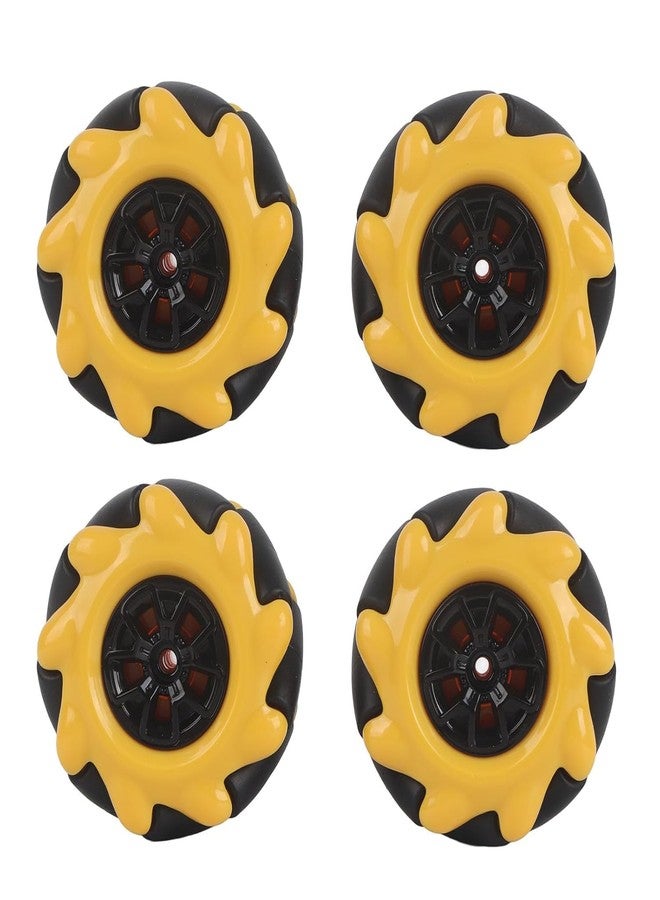 Electrobot 48mm Mecanum Wheel Set 4 Pack for Smart Robot Car Omni-Directional Rubber Wheels Compatible with TT Motor and Building Blocks Yellow Black DIY Robotics Parts Accessories - Image 1