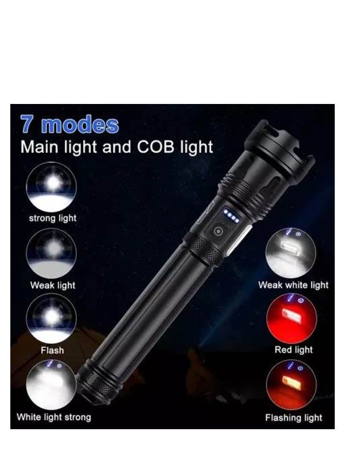 90000 Lumens LED Tactical Flashlight Rechargeable XHP90 USB Zoomable 7Modes Super Bright Floodlight Spotlight Torch Light - Image 4