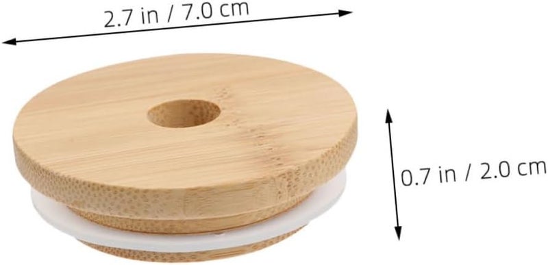 6pcs Lids for Glass Mason Jars with Straw Hole, 70mm Wooden Sealing Covers, Reusable Jar Caps for Canning and Beverage Storage - Image 2