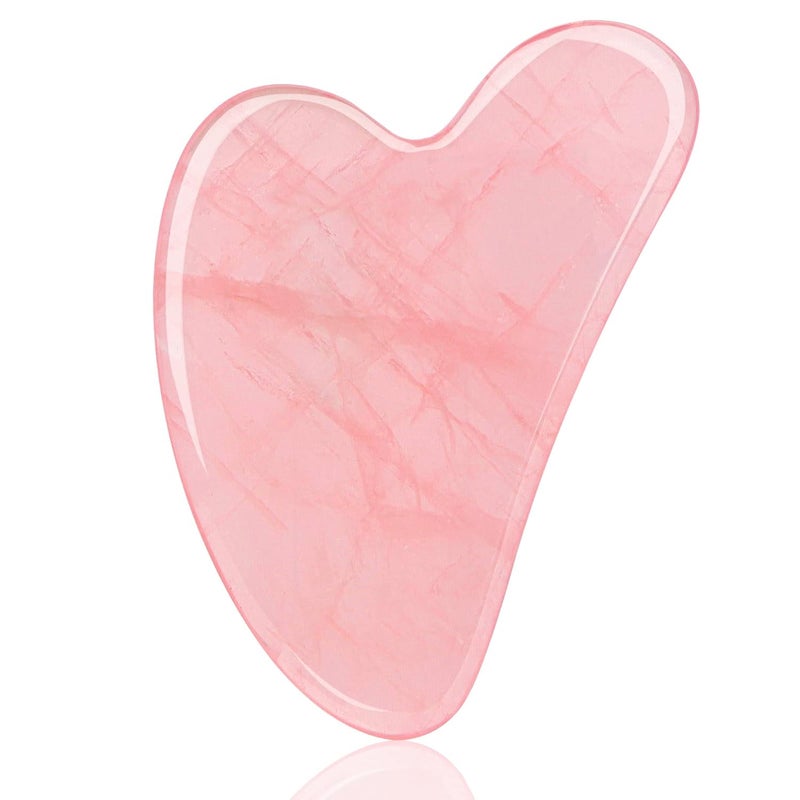 Ecoswer Gua Sha Facial Tool, Guasha Face Tool, Facial & Body Massager, Rose Quartz Natural Stones, Scraping Therapy and Acupuncture SPA for Lifting, Reducing Swelling and Firming (Pink) - Image 1
