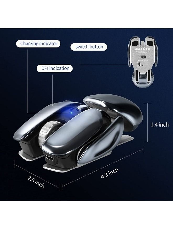 inphic - Wireless Rechargeable Optical Portable Ergonomic Metal Gaming Mouse with 2.4GHz Nano USB Receiver Waterproof Silent Metal Base for Office PC and Home Laptop Computer - Image 1