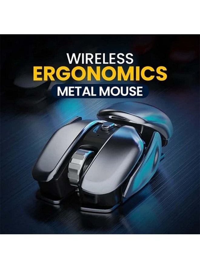inphic - Wireless Rechargeable Optical Portable Ergonomic Metal Gaming Mouse with 2.4GHz Nano USB Receiver Waterproof Silent Metal Base for Office PC and Home Laptop Computer - Image 1
