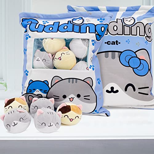 REFAHB Cute Plush Pillow Throw Pillow Removable Stuffed Animal Toys Creative Gifts for Girls (Kitten-Blue) - Image 2