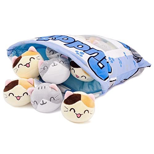 REFAHB Cute Plush Pillow Throw Pillow Removable Stuffed Animal Toys Creative Gifts for Girls (Kitten-Blue) - Image 3
