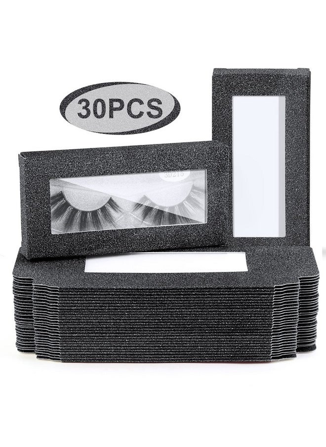 MAGEFY - 30 Pieces Eyelashes Packaging Box, Empty Eyelash Boxes Lash Box Packaging Glitter Paper Eyelash Storage Box Soft Paper Lash Case (Black) - Image 1