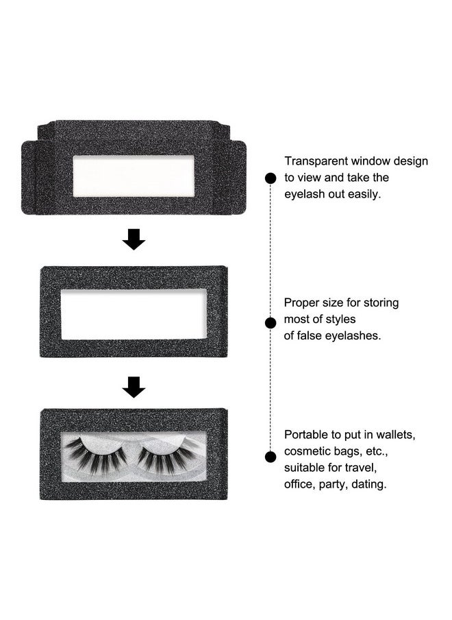 MAGEFY - 30 Pieces Eyelashes Packaging Box, Empty Eyelash Boxes Lash Box Packaging Glitter Paper Eyelash Storage Box Soft Paper Lash Case (Black) - Image 1