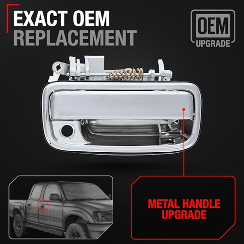 T1A Exterior Rear Passenger Door Handle Upgraded Metal Handle with Plastic Housing Compatible with 19952004 Toyota Tacoma All Chrome OEM 6923035080 - Image 3