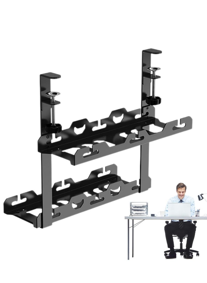 كيدل رف كابلات تحت المكتب، منظم كابلات من الفولاذ الكربوني تحت المكتب، صينية تنظيم إدارة الأسلاك القابلة لإعادة الاستخدام، صينية كابلات مكتب محمولة، صينية كابلات سلكية، صينية إدارة الكابلات للمنزل ومكان العمل وغرفة النوم - Image 1