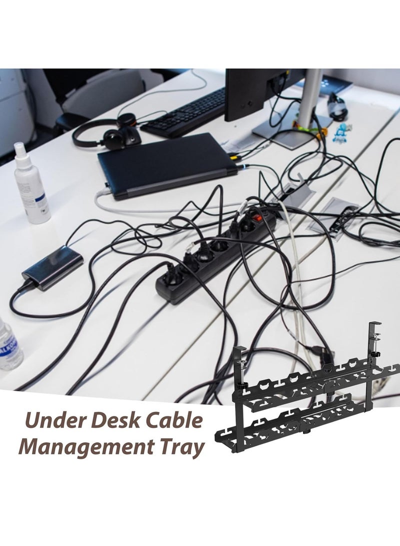 كيدل رف كابلات تحت المكتب، منظم كابلات من الفولاذ الكربوني تحت المكتب، صينية تنظيم إدارة الأسلاك القابلة لإعادة الاستخدام، صينية كابلات مكتب محمولة، صينية كابلات سلكية، صينية إدارة الكابلات للمنزل ومكان العمل وغرفة النوم - Image 4