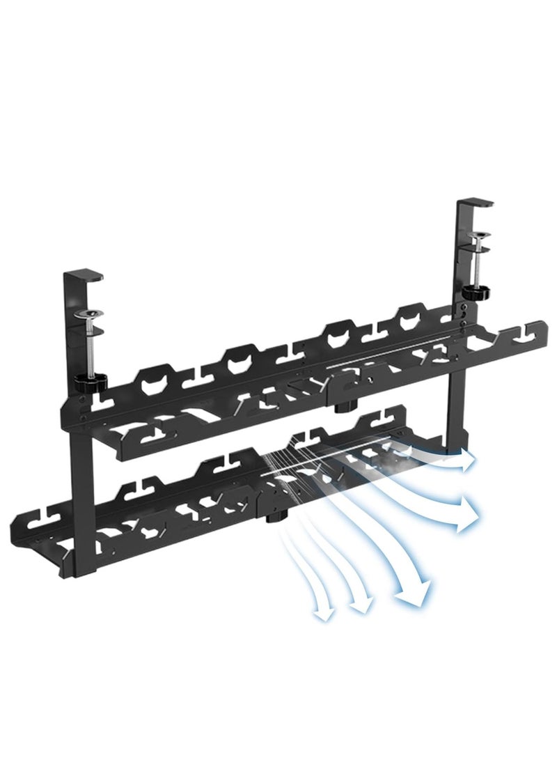 كيدل رف كابلات تحت المكتب، منظم كابلات من الفولاذ الكربوني تحت المكتب، صينية تنظيم إدارة الأسلاك القابلة لإعادة الاستخدام، صينية كابلات مكتب محمولة، صينية كابلات سلكية، صينية إدارة الكابلات للمنزل ومكان العمل وغرفة النوم - Image 3