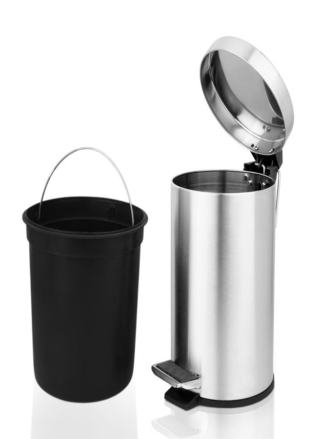 PackPro Stainless Steel Plain Pedal Dustbin with Lid | 5 Litres | Round Shape Small Compact Space Saver SS Garbage Bin Trash Can for Office, Home Kitchen, Indoor, Outdoor, Washroom, Bathroom - Image 1