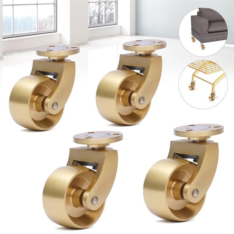 Antique Brass Heavy Duty Universal Swivel Casters 2 Pack Furniture Wheels - Image 5