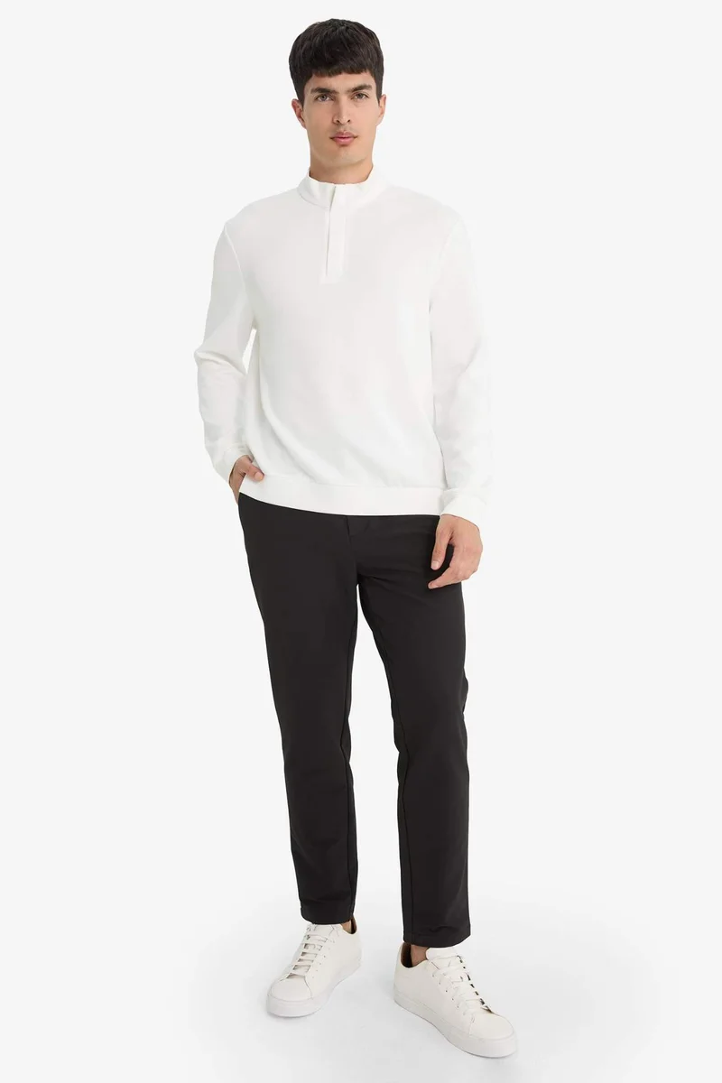 Defacto  Regular Fit Long Sleeve Zippered High Neck Sweatshirt for Men | Best Price UAE