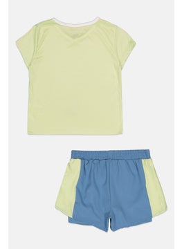 Reebok Kids Boy 2 Pcs Sportswear Fit Brand Logo T-Shirt and Shorts Set, Lime/Blue  - Image 2