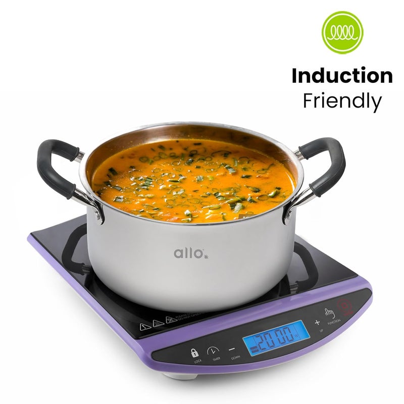 Allo طاجن سوتيه من الومنيوم ثلاثي الطبقات من ألو كوك سيف، وعاء طهي من الفولاذ المقاوم للصدأ مع غطاء من الفولاذ المقاوم للصدأ، مناسب للطهي بالحث، غير لاصق بطبيعته، 22 سم، 46 لتر - Image 4