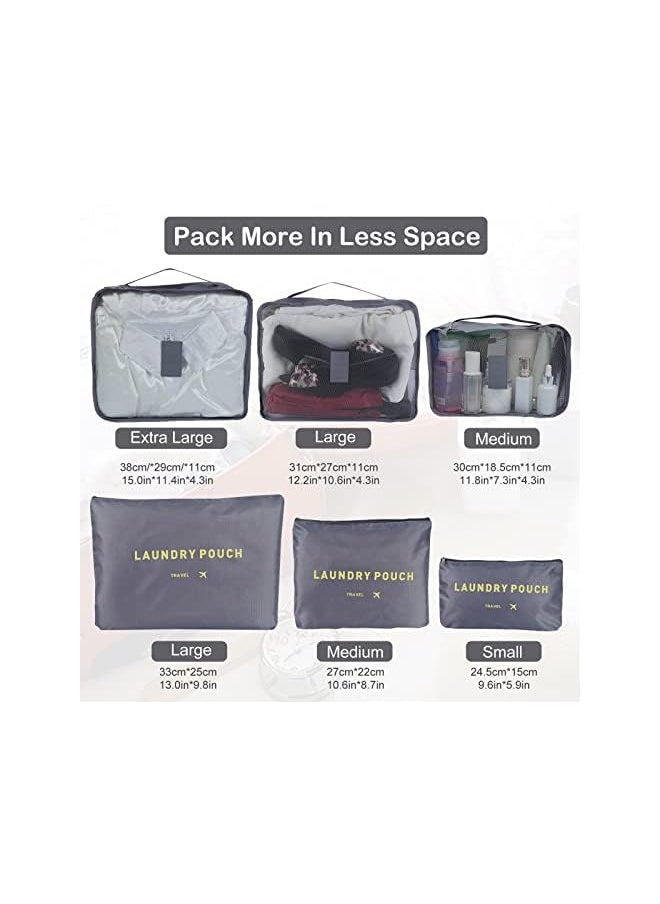 SKY-TOUCH - SKY-TOUCH 6Pcs Set Travel Luggage Organizer Packing Cubes Set Storage Bag Waterproof Laundry Bag Traveling Accessories - Gray, 6974042151379 - Image 1