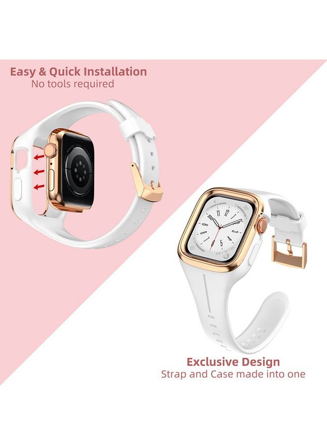 Apple Watch Series 9/8/7 (41mm), Series 6/SE/5/4 (40mm) Cover Case with Silicone Comfortable Touch Replacement Adjustable Wearable WristBands Strap Full body Screen Protector for iWatch Series - Image 4
