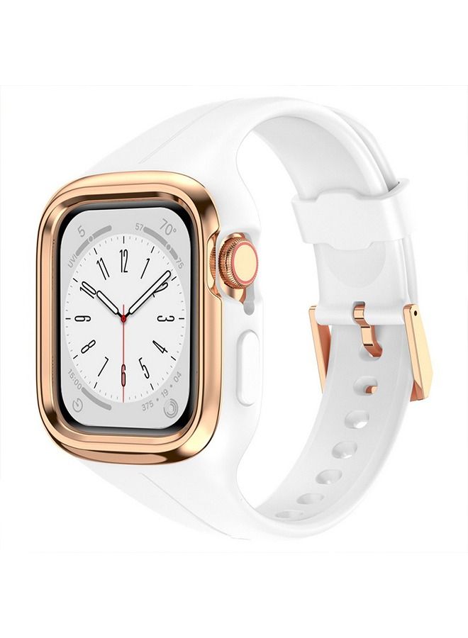 Apple Watch Series 9/8/7 (41mm), Series 6/SE/5/4 (40mm) Cover Case with Silicone Comfortable Touch Replacement Adjustable Wearable WristBands Strap Full body Screen Protector for iWatch Series - Image 1